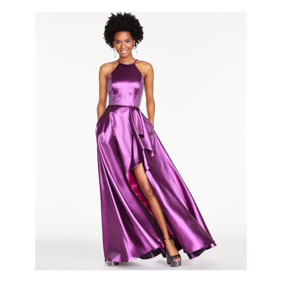 BLONDIE NITES Dresses & Skirts - BLONDIE NITES Womens Purple Sleeveless Maxi Prom Fit + Flare Dress 0